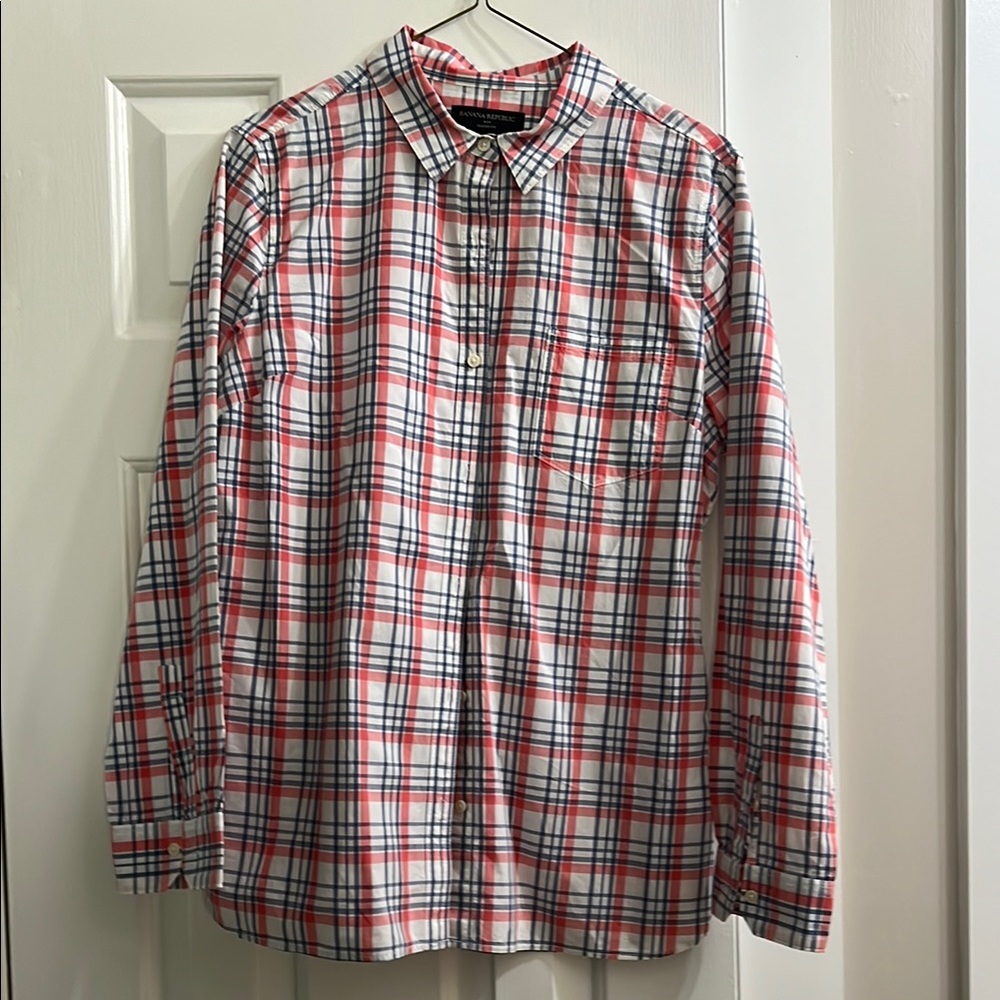 Women’s Pink and Blue Plaid Shirt